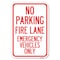 Signmission Fire Lane Emergency Vehicles Only Heavy-Gauge Aluminum Sign, 12" x 18", A-1218-23985 A-1218-23985 - alternate 1
